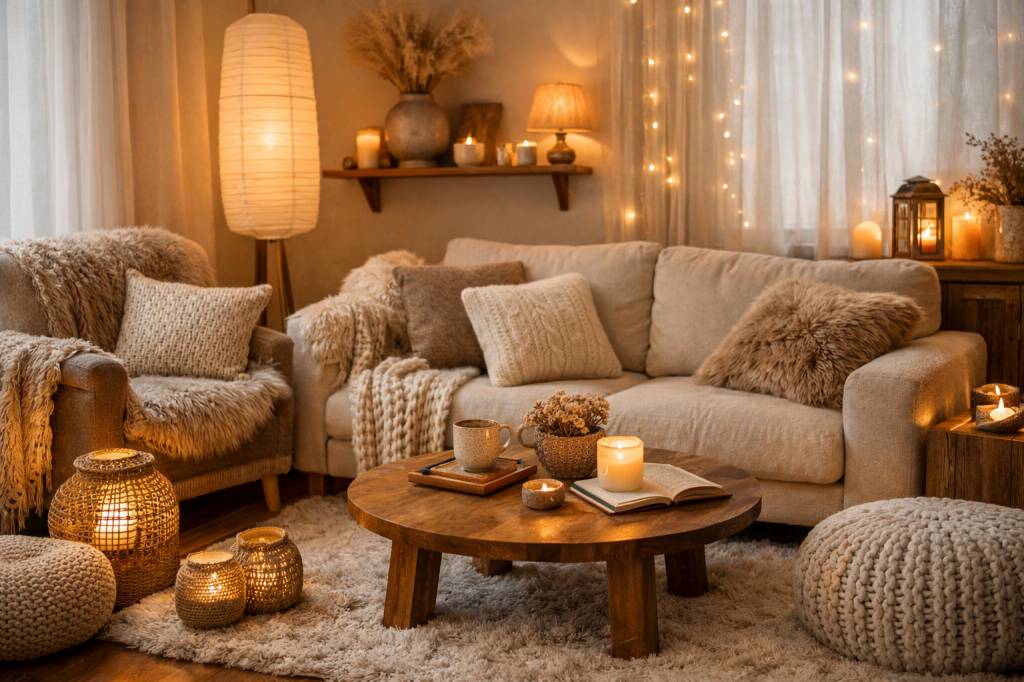 Comment créer une atmosphère cocooning dans chaque pièce de la maison avec des couleurs, lumières et matières adaptées